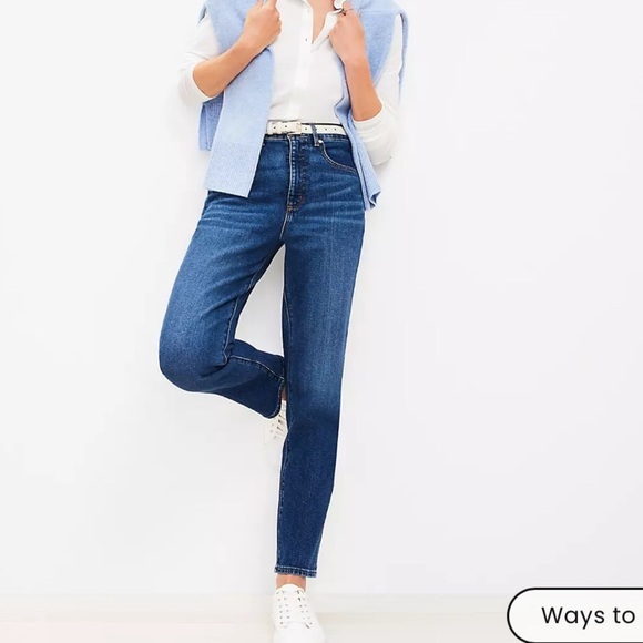 Loft Petite High Rise Slim Jeans in Dark Wash - Picture 1 of 11